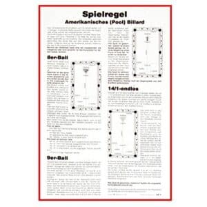 Spielregel Pool auf Karton mit Aufhängung