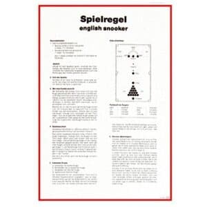 Spielregel Snooker auf Karton mit Aufhängung