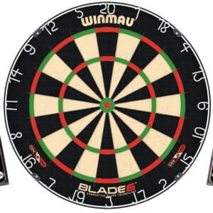 Winmau - Dartboard Bundle Original Blade 6 + 2 Steeldart Sets Broadside Brass