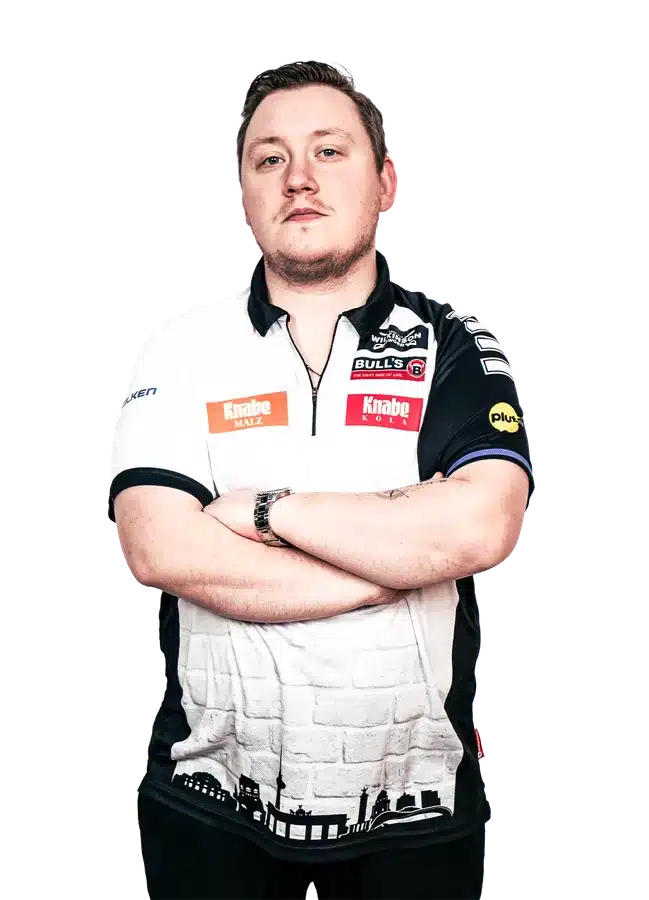 Martin Schindler, Darts-Profi, besiegt Jonny Clayton bei der Darts-EM 2026 mit 10:1 – Spielerfoto: PDC Europe